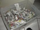 Shredded newspapers ready for pasteurization-photo credit: Ivar Levins